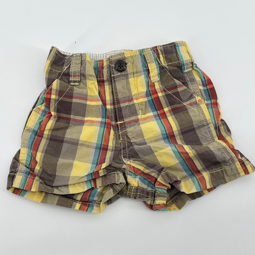 OshKosh Bgosh Baby Boys Plaid Cargo Shorts‎ Multi Color Cotton 12 Months Y2K